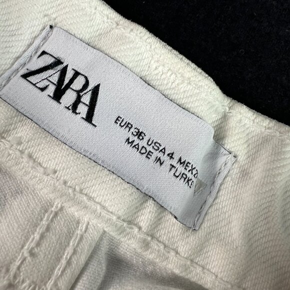 Zara Jeans Women's 27x29* High Rise Wide Leg White Raw Hem Denim Tag 4 - Picture 9 of 16